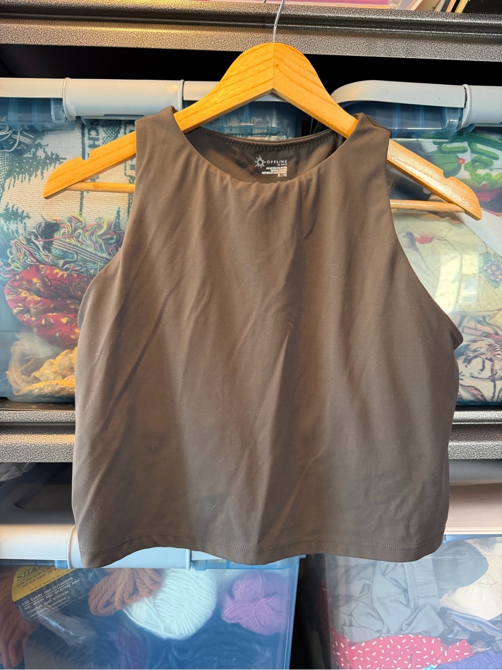 Aerie Charcoal Offline Real ME XTRA Sleeveless Bra Crop Top XL